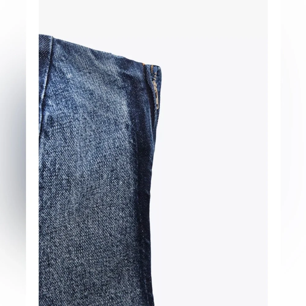 Zara NWT two tone denim medium blue dark navy blue bandeau strapless tube top - Picture 9 of 9